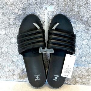Shade&Shore Black Slides/NEW with tags